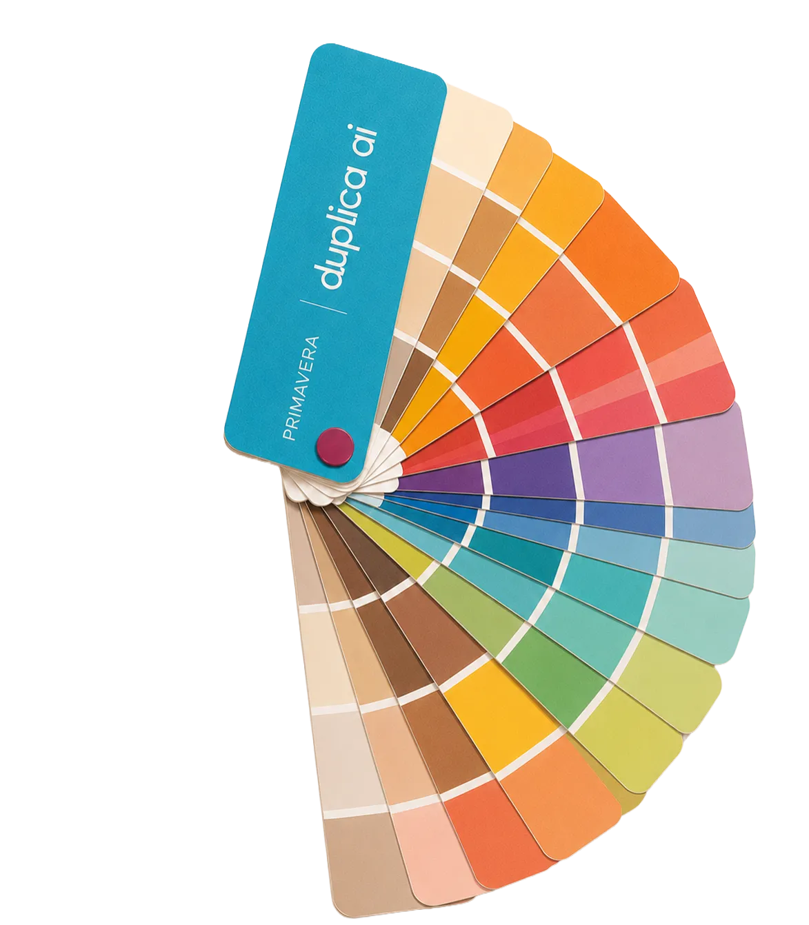 Cartela de cores Primavera da Duplica Aí, aberta em leque